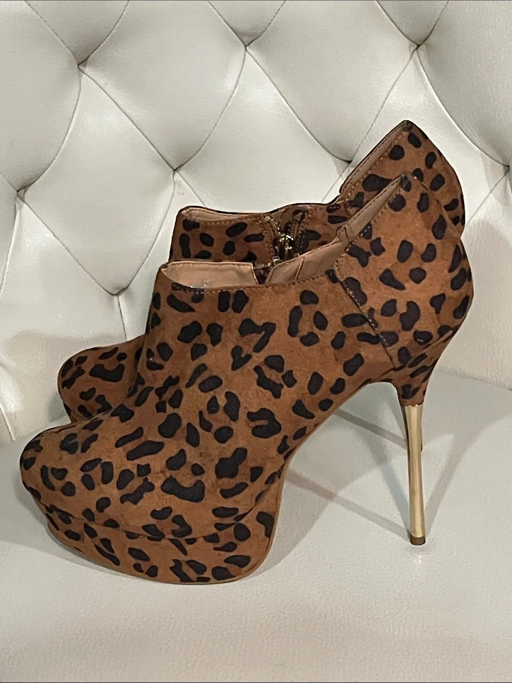 Forever 21 Leopard Platform Stiletto Booties - Brown & Black